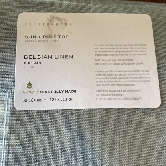 Pottery Barn Belgian Linen Curtain 50x84" - Picture 2 of 7